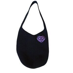 The Sak Black Hobo Shoulder Bag Purple Heart jack O Lantern Spooky Whimsygoth